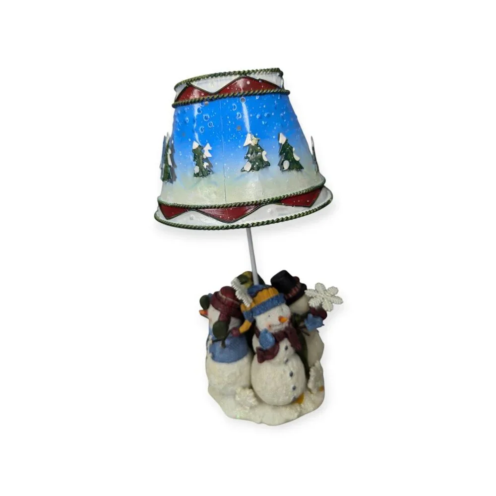 Colorful Snowman Candle Votive Metal Lamp with 4 Resin Snowmen 9